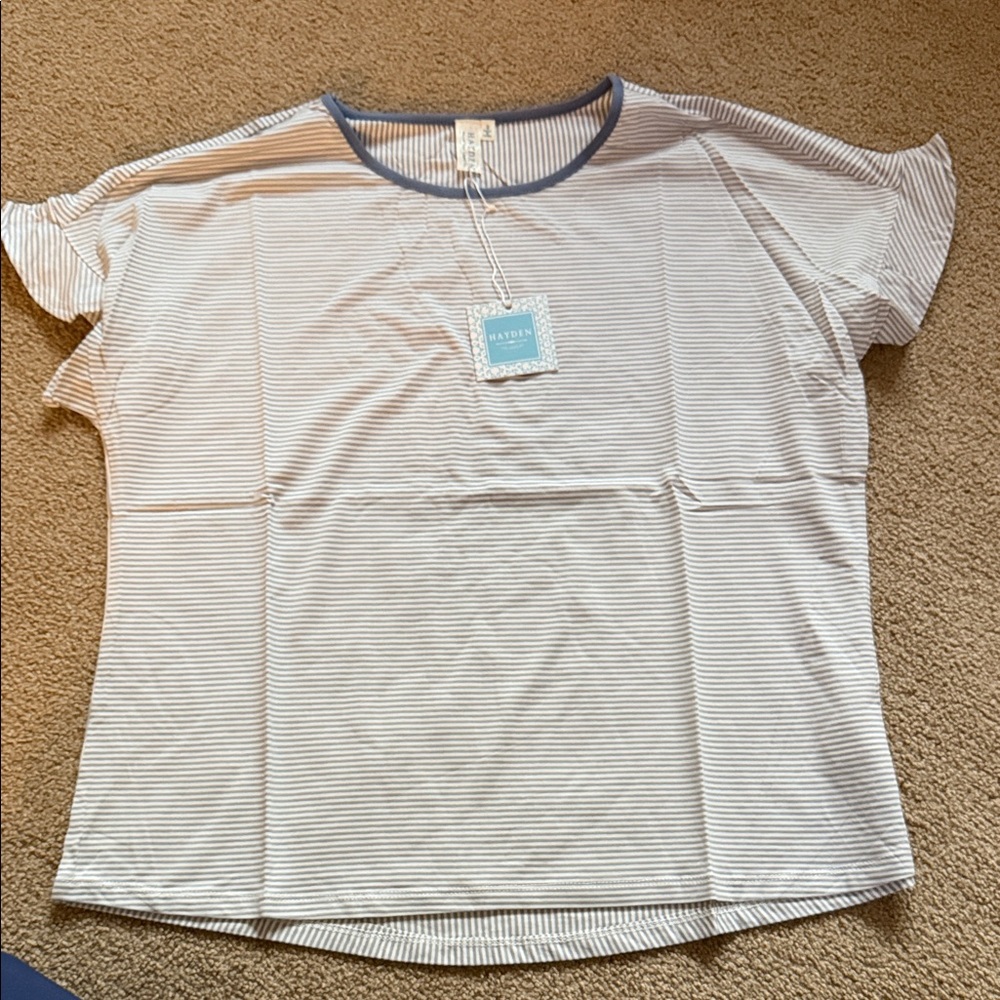 Hayden Gray and White Striped Top
